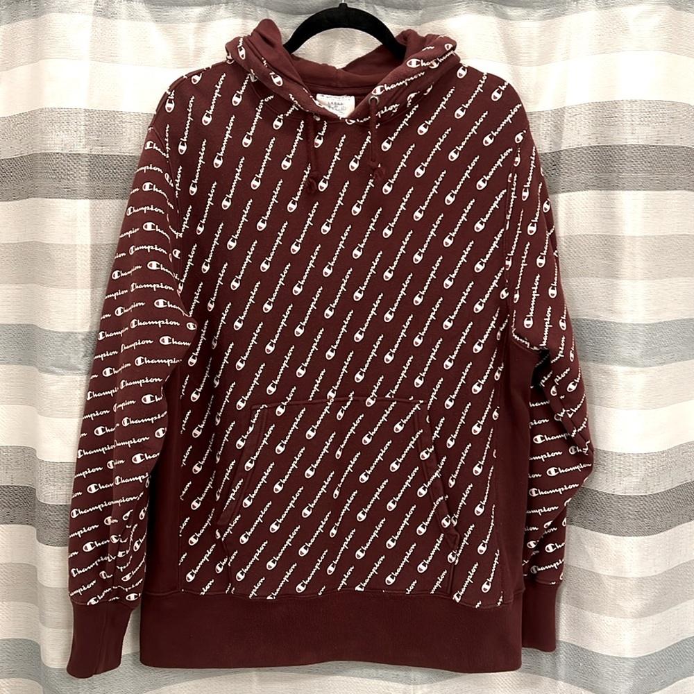 Champion Reverse Weave All Over Script Print Pull… - image 4